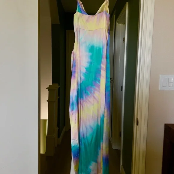 Silk Retrofete Multicolor Tie-Dye Maxi Slip Dress - Picture 9 of 14